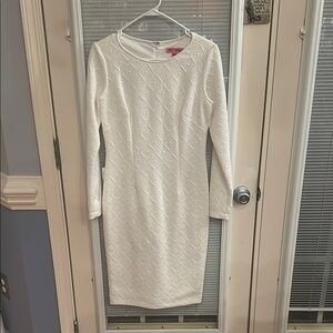Betsey Johnson Cream Long Sleeve Sheath Dress